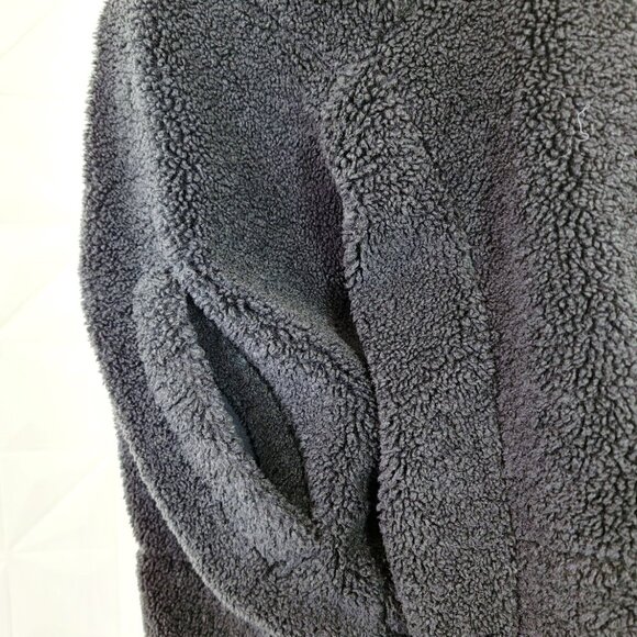 Lululemon Women's Black Collarless Textured Fleece Full Zip Teddy Jacket Size 6 - Picture 6 of 8